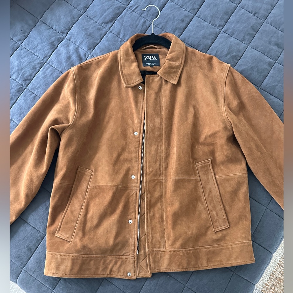 100% Suede Tan Jacket with Zipper W SMALL